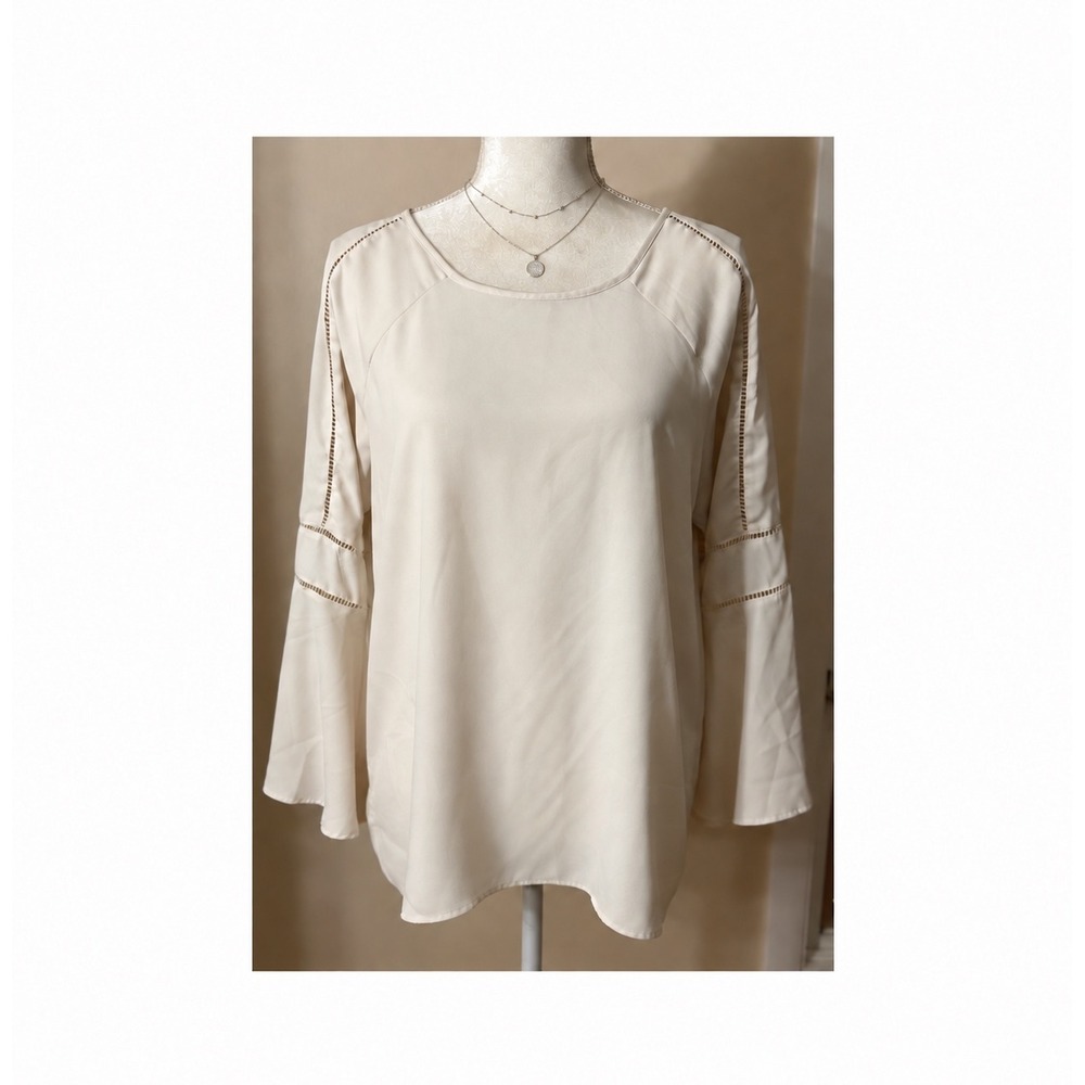 Loft Bell Sleeve Blouse Polyester Small Cream Excellent Bohemian Fairy whimsy